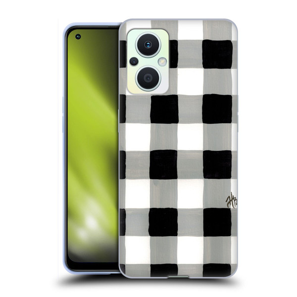 Haley Bush Pattern Painting Buffalo Check Black Soft Gel Case for OPPO Reno8 Lite
