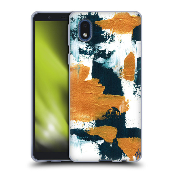 Haley Bush Pattern Painting Abstract Navy Gold White Soft Gel Case for Samsung Galaxy A01 Core (2020)