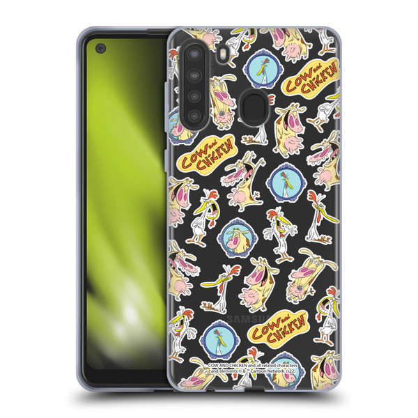 Cow and Chicken Graphics Pattern Soft Gel Case for Samsung Galaxy A21 (2020)