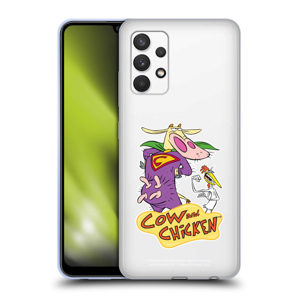 Cow and Chicken Graphics Super Cow Soft Gel Case for Samsung Galaxy A32 (2021)