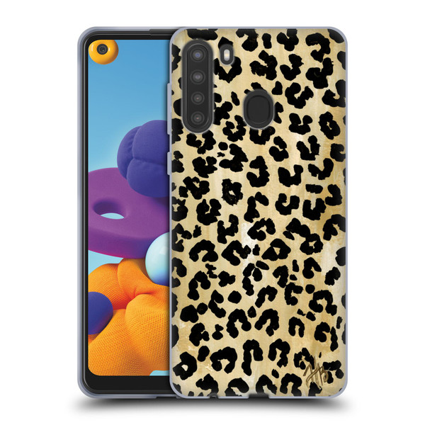 Haley Bush Pattern Painting Leopard Print Soft Gel Case for Samsung Galaxy A21 (2020)