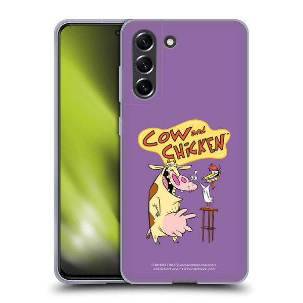 Cow and Chicken Graphics Character Art Soft Gel Case for Samsung Galaxy S21 FE 5G