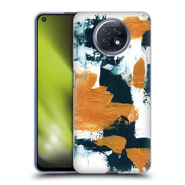 Haley Bush Pattern Painting Abstract Navy Gold White Soft Gel Case for Xiaomi Redmi Note 9T 5G