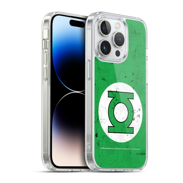 Green Lantern DC Comics Logos Classic Distressed Look Soft Gel Case for Apple iPhone 14 Pro & MagSafe