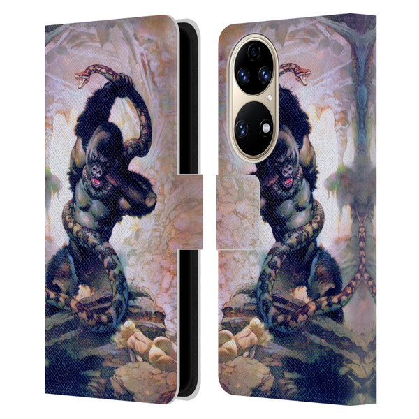 Frank Frazetta Fantasy Gorilla With Snake Leather Book Wallet Case Cover For Huawei P50