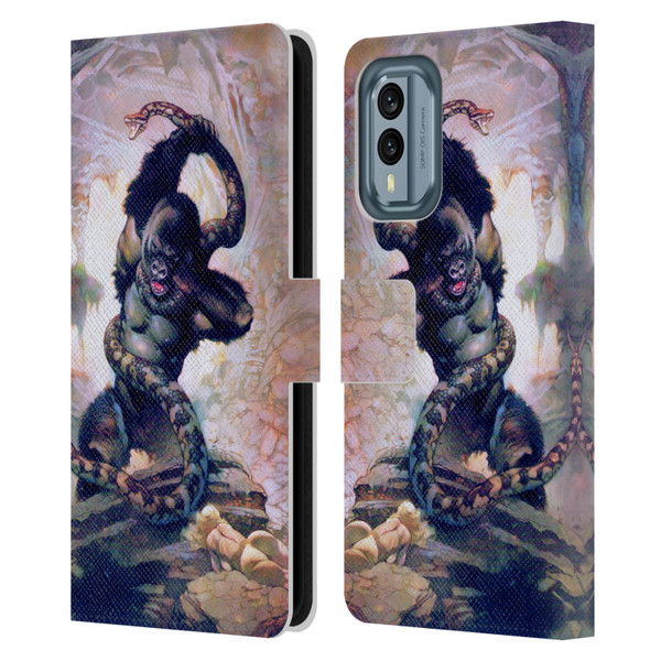Frank Frazetta Fantasy Gorilla With Snake Leather Book Wallet Case Cover For Nokia X30