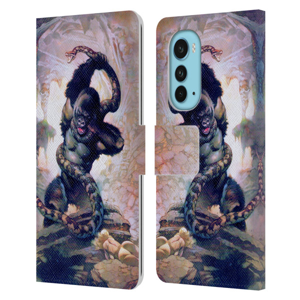 Frank Frazetta Fantasy Gorilla With Snake Leather Book Wallet Case Cover For Motorola Edge (2022)
