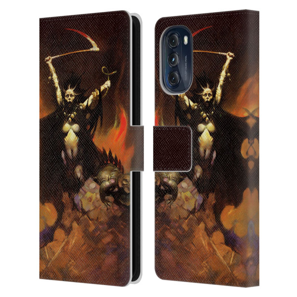 Frank Frazetta Fantasy Woman With A Scythe Leather Book Wallet Case Cover For Motorola Moto G (2022)