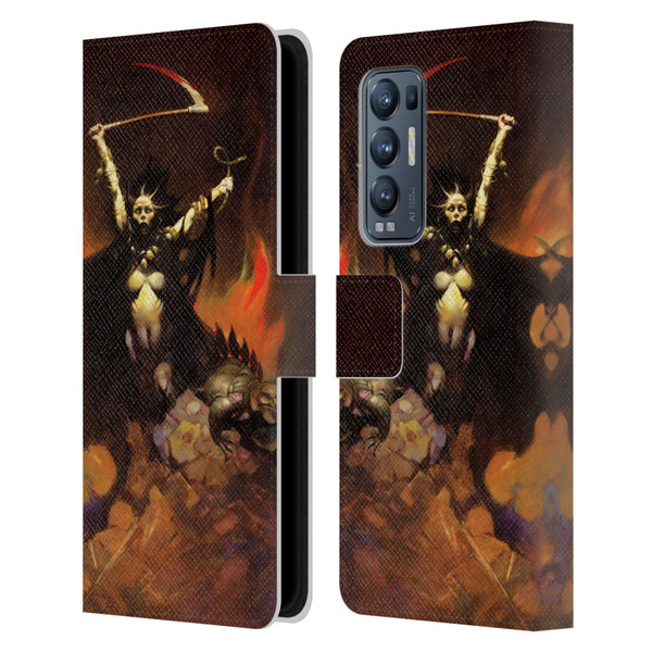 Frank Frazetta Fantasy Woman With A Scythe Leather Book Wallet Case Cover For OPPO Find X3 Neo / Reno5 Pro+ 5G