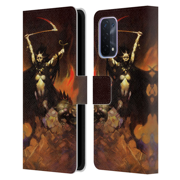 Frank Frazetta Fantasy Woman With A Scythe Leather Book Wallet Case Cover For OPPO A54 5G