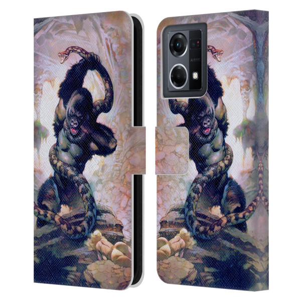 Frank Frazetta Fantasy Gorilla With Snake Leather Book Wallet Case Cover For OPPO Reno8 4G