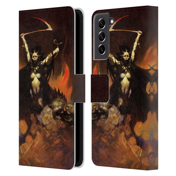 Frank Frazetta Fantasy Woman With A Scythe Leather Book Wallet Case Cover For Samsung Galaxy S21 FE 5G