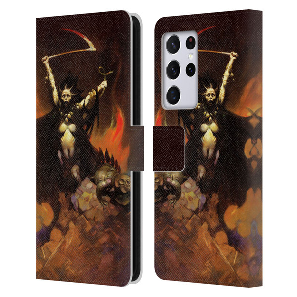 Frank Frazetta Fantasy Woman With A Scythe Leather Book Wallet Case Cover For Samsung Galaxy S21 Ultra 5G