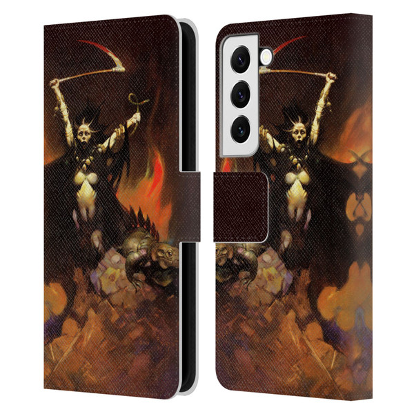 Frank Frazetta Fantasy Woman With A Scythe Leather Book Wallet Case Cover For Samsung Galaxy S22 5G