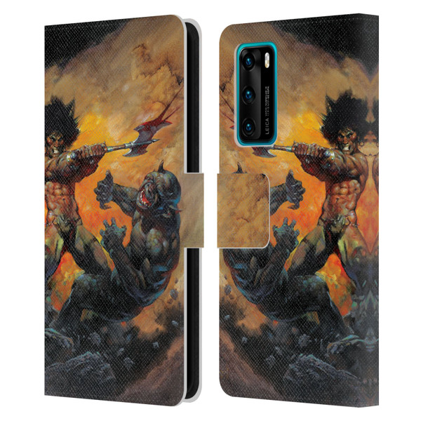 Frank Frazetta Medieval Fantasy Viking Slayer Leather Book Wallet Case Cover For Huawei P40 5G