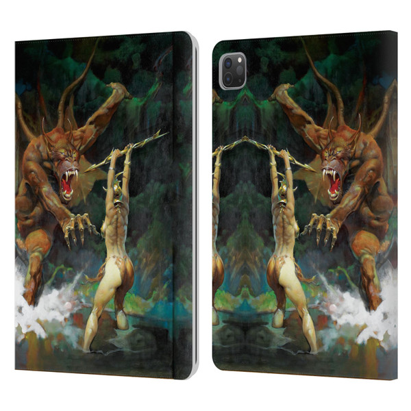 Frank Frazetta Medieval Fantasy Girl and the Beast Leather Book Wallet Case Cover For Apple iPad Pro 11 2020 / 2021 / 2022