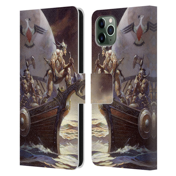 Frank Frazetta Medieval Fantasy Kane on Golden Sea Leather Book Wallet Case Cover For Apple iPhone 11 Pro Max