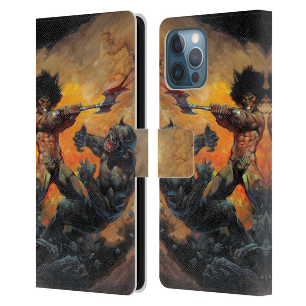 Frank Frazetta Medieval Fantasy Viking Slayer Leather Book Wallet Case Cover For Apple iPhone 12 Pro Max