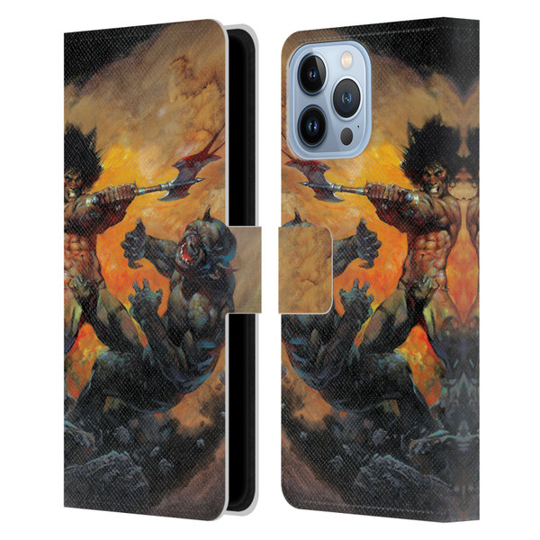 Frank Frazetta Medieval Fantasy Viking Slayer Leather Book Wallet Case Cover For Apple iPhone 13 Pro Max