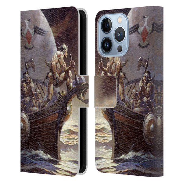 Frank Frazetta Medieval Fantasy Kane on Golden Sea Leather Book Wallet Case Cover For Apple iPhone 13 Pro