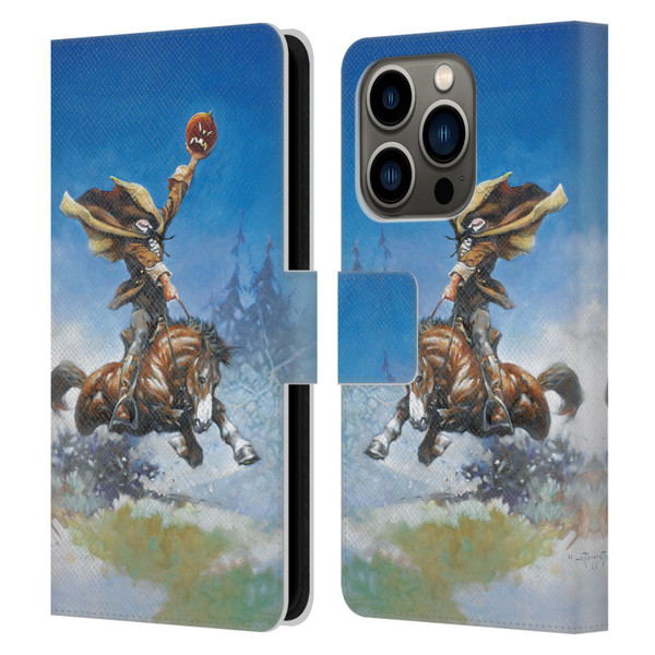 Frank Frazetta Medieval Fantasy Headless Horseman Leather Book Wallet Case Cover For Apple iPhone 14 Pro