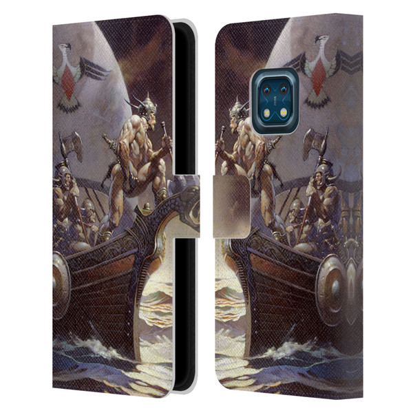 Frank Frazetta Medieval Fantasy Kane on Golden Sea Leather Book Wallet Case Cover For Nokia XR20