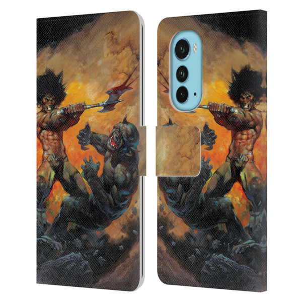 Frank Frazetta Medieval Fantasy Viking Slayer Leather Book Wallet Case Cover For Motorola Edge (2022)
