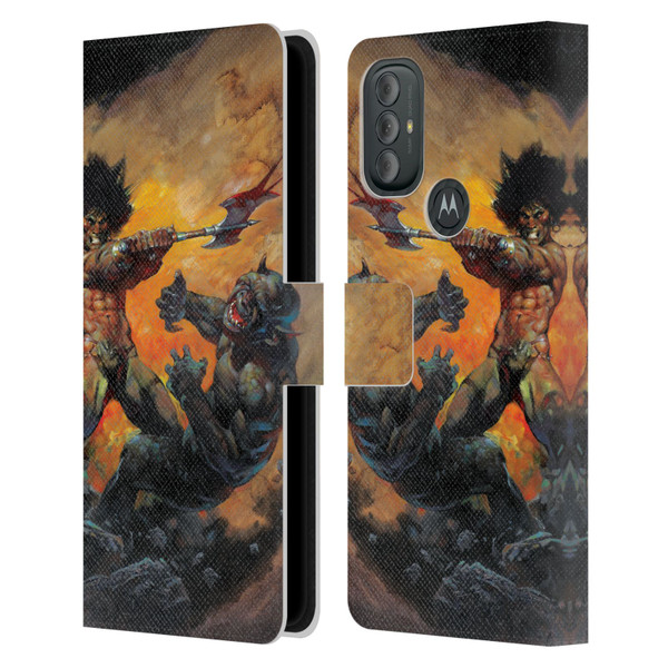 Frank Frazetta Medieval Fantasy Viking Slayer Leather Book Wallet Case Cover For Motorola Moto G10 / Moto G20 / Moto G30