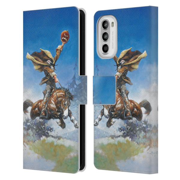 Frank Frazetta Medieval Fantasy Headless Horseman Leather Book Wallet Case Cover For Motorola Moto G52