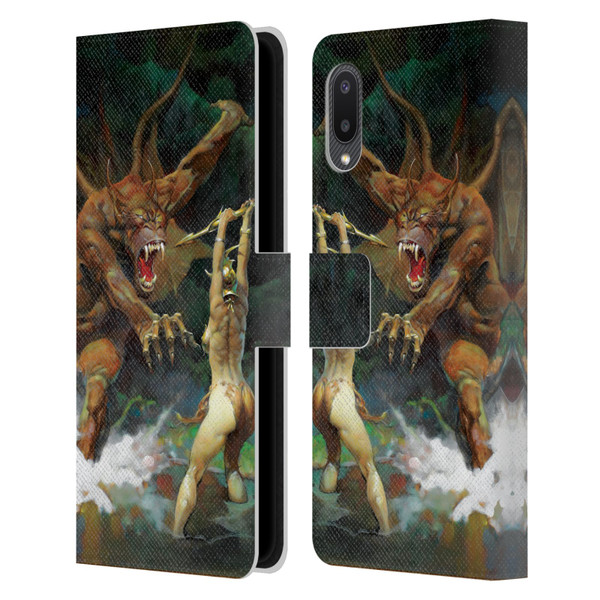 Frank Frazetta Medieval Fantasy Girl and the Beast Leather Book Wallet Case Cover For Samsung Galaxy A02/M02 (2021)