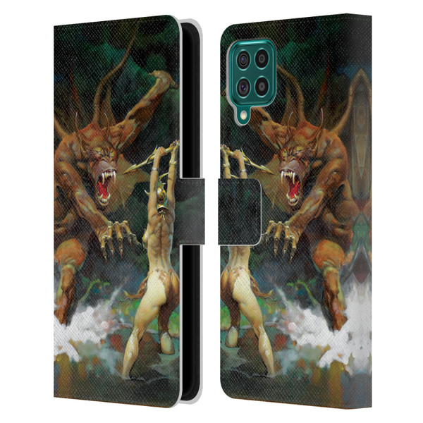 Frank Frazetta Medieval Fantasy Girl and the Beast Leather Book Wallet Case Cover For Samsung Galaxy F62 (2021)