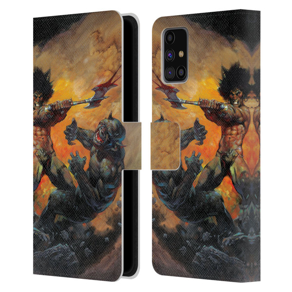 Frank Frazetta Medieval Fantasy Viking Slayer Leather Book Wallet Case Cover For Samsung Galaxy M31s (2020)
