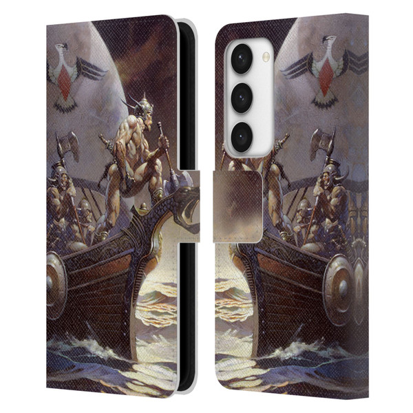 Frank Frazetta Medieval Fantasy Kane on Golden Sea Leather Book Wallet Case Cover For Samsung Galaxy S23 5G