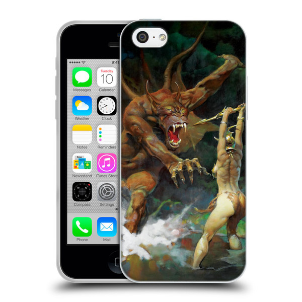 Frank Frazetta Medieval Fantasy Girl and the Beast Soft Gel Case for Apple iPhone 5c