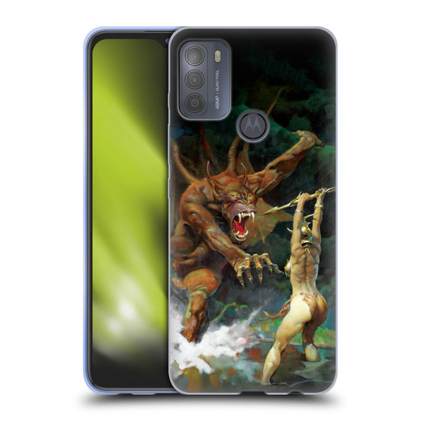 Frank Frazetta Medieval Fantasy Girl and the Beast Soft Gel Case for Motorola Moto G50