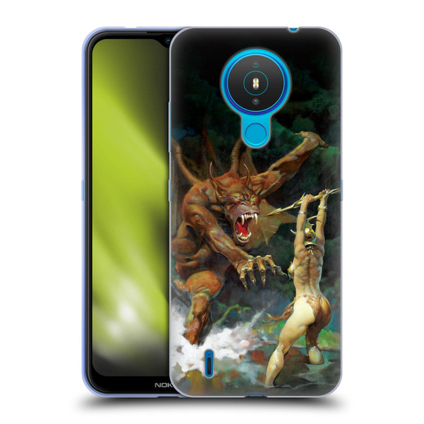 Frank Frazetta Medieval Fantasy Girl and the Beast Soft Gel Case for Nokia 1.4