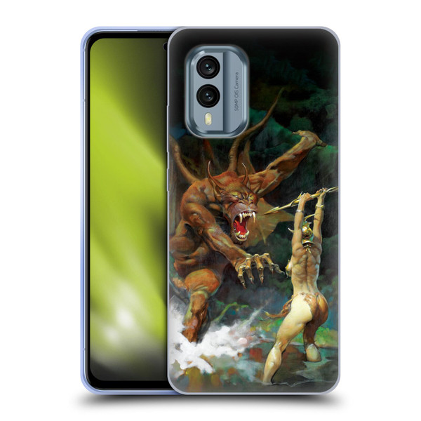 Frank Frazetta Medieval Fantasy Girl and the Beast Soft Gel Case for Nokia X30