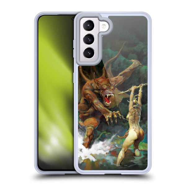 Frank Frazetta Medieval Fantasy Girl and the Beast Soft Gel Case for Samsung Galaxy S21 5G