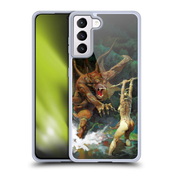 Frank Frazetta Medieval Fantasy Girl and the Beast Soft Gel Case for Samsung Galaxy S21+ 5G