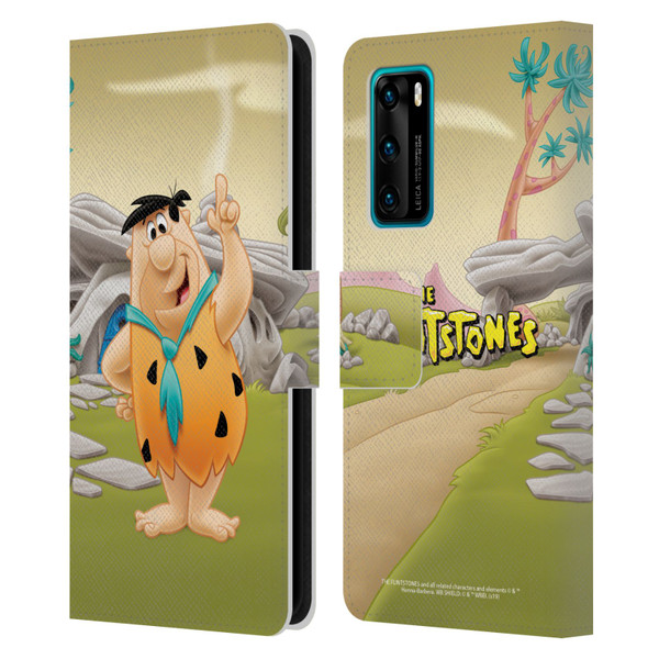 The Flintstones Characters Fred Flintstones Leather Book Wallet Case Cover For Huawei P40 5G
