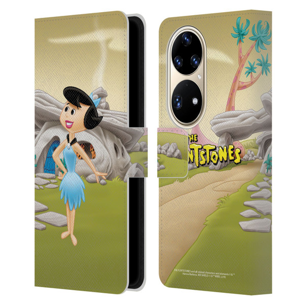 The Flintstones Characters Betty Rubble Leather Book Wallet Case Cover For Huawei P50 Pro