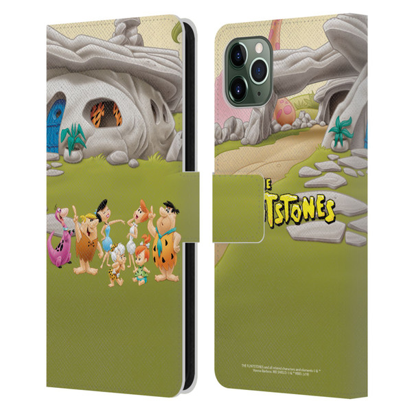The Flintstones Characters Stone House Leather Book Wallet Case Cover For Apple iPhone 11 Pro Max