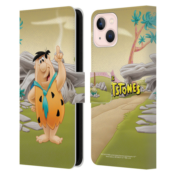 The Flintstones Characters Fred Flintstones Leather Book Wallet Case Cover For Apple iPhone 13