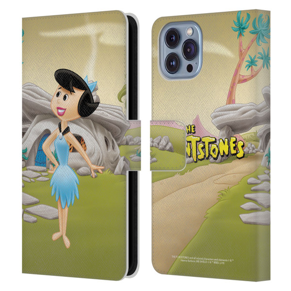 The Flintstones Characters Betty Rubble Leather Book Wallet Case Cover For Apple iPhone 14