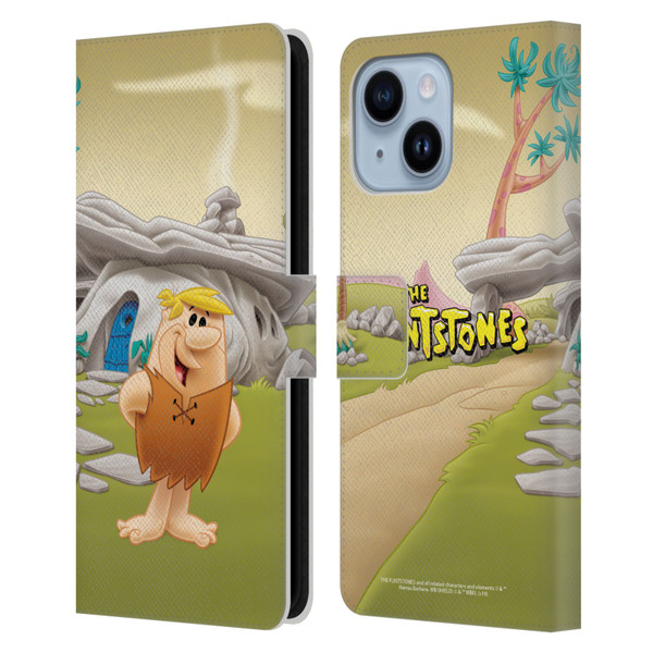 The Flintstones Characters Barney Rubble Leather Book Wallet Case Cover For Apple iPhone 14 Plus
