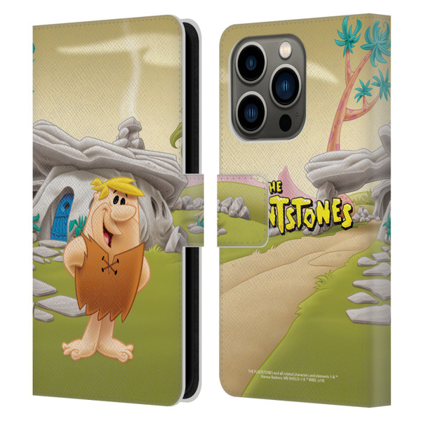The Flintstones Characters Barney Rubble Leather Book Wallet Case Cover For Apple iPhone 14 Pro