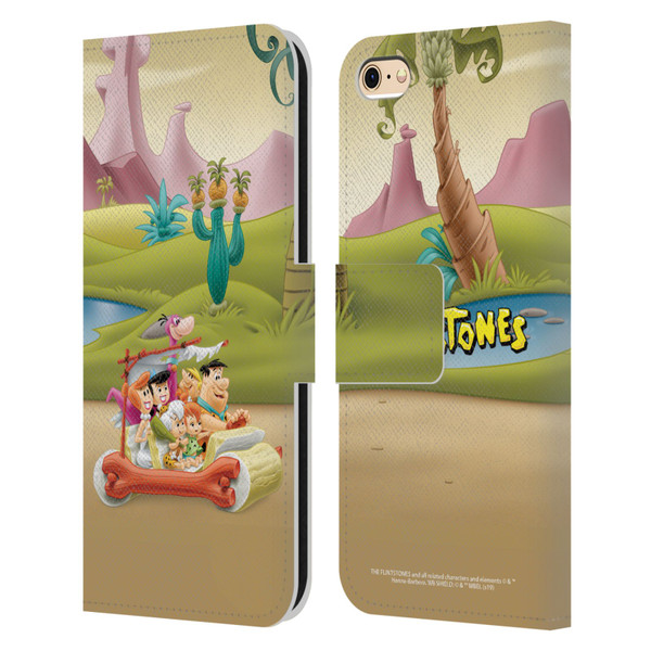 The Flintstones Characters Stone Car Leather Book Wallet Case Cover For Apple iPhone 6 / iPhone 6s