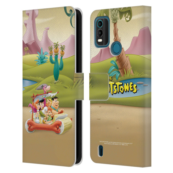 The Flintstones Characters Stone Car Leather Book Wallet Case Cover For Nokia G11 Plus
