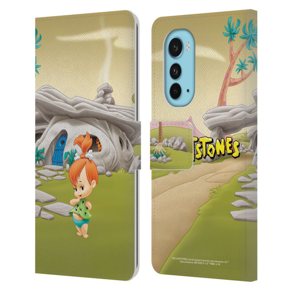 The Flintstones Characters Pebbles Flintstones Leather Book Wallet Case Cover For Motorola Edge (2022)