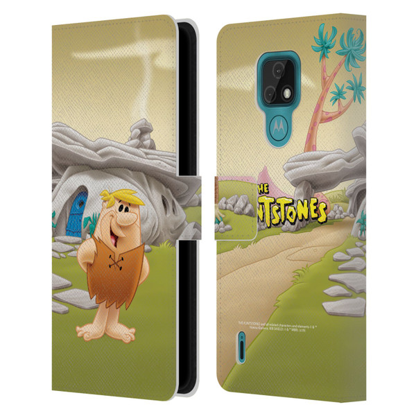 The Flintstones Characters Barney Rubble Leather Book Wallet Case Cover For Motorola Moto E7